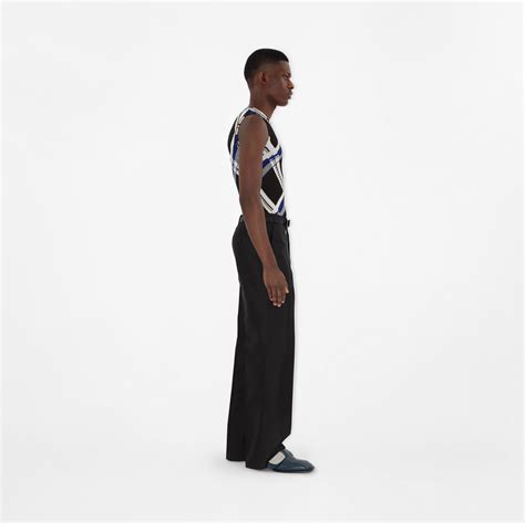 Check Silk Tank Top in Black 